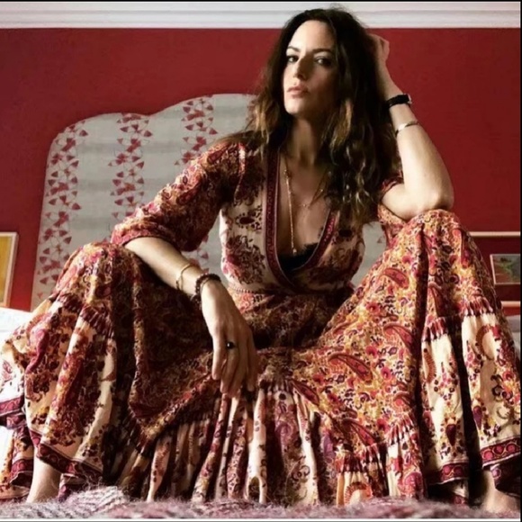 Dresses & Skirts - Orange and Gold Paisley Wrap Dress